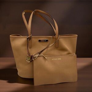 Michael Kors Tan Tote and Wallet GUC ( both pieces)